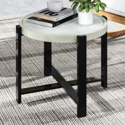 Outsunny Light Grey Faux Marble Glass Top Round Garden Coffee Table - Size: 46 x 60 x 60cm - Wilko - thumbnail 1