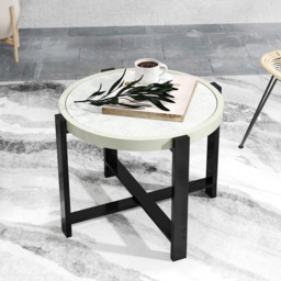 Outsunny Light Grey Faux Marble Glass Top Round Garden Coffee Table - Size: 46 x 60 x 60cm - Wilko - thumbnail 4