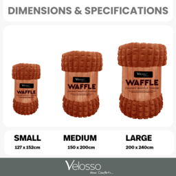 Velosso Rust Waffle Plush Throw 127 x 152cm - Size: 127 x 152 x 1cm - Wilko - thumbnail 5