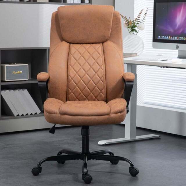 Suffolk High Back Office Chair - Brown - Wilko - image 1