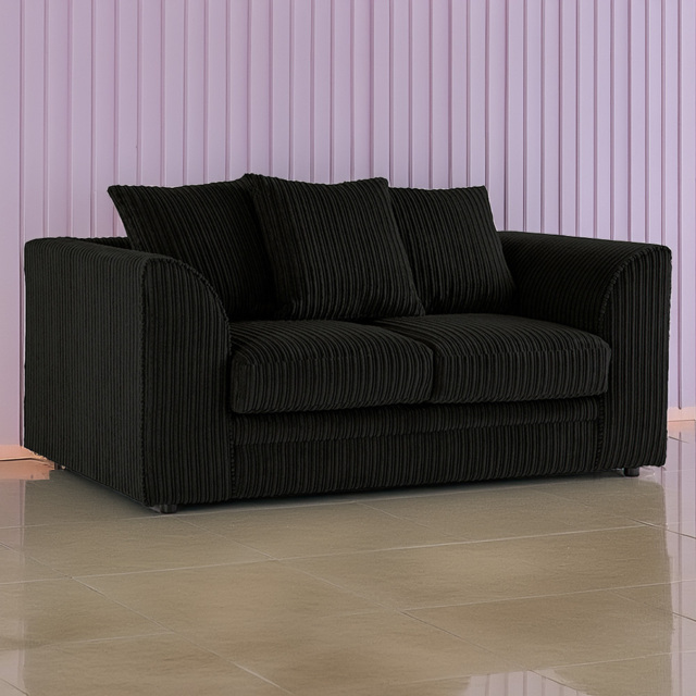 Portland Luxor 2 Seater Black Jumbo Cord Sofa with Scatter Back - Wilko - image 1