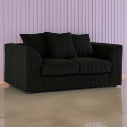 Portland Luxor 2 Seater Black Jumbo Cord Sofa with Scatter Back - Wilko - thumbnail 1