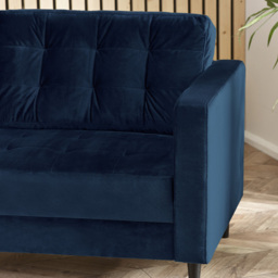 Furniturebox Josie 3 Seater Navy Blue Velvet Sofa - Wilko - thumbnail 3