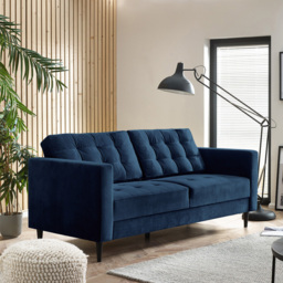 Furniturebox Josie 3 Seater Navy Blue Velvet Sofa - Wilko - thumbnail 6