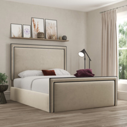DS Living Verona King Size Plush Cream Piping Ottoman Bed - Wilko - thumbnail 5