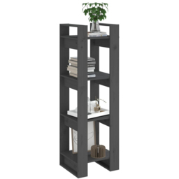 vidaXL 4 Shelf Grey Solid Pine Wood Bookcase - Size: 125 x 41 x 35cm - Wilko - thumbnail 6