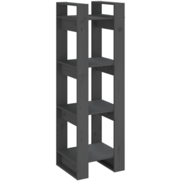 vidaXL 4 Shelf Grey Solid Pine Wood Bookcase - Size: 125 x 41 x 35cm - Wilko - thumbnail 3