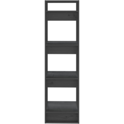 vidaXL 4 Shelf Grey Solid Pine Wood Bookcase - Size: 125 x 41 x 35cm - Wilko - thumbnail 5