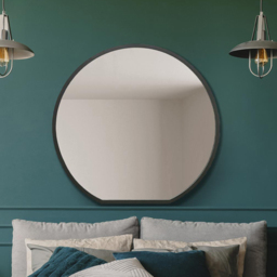MirrorOutlet The Circulus Black Framed Circular Wall Mirror 84 x 80cm - Size: 80 x 84cm - Wilko - thumbnail 3