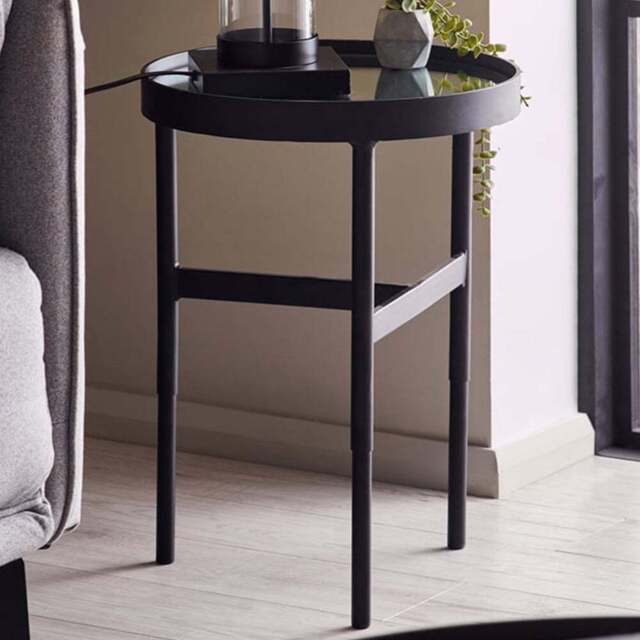 Julian Bowen Franki Mirror Glass Lamp Table - Size: 51.5 x 39 x 39cm - Black - Wilko - image 1