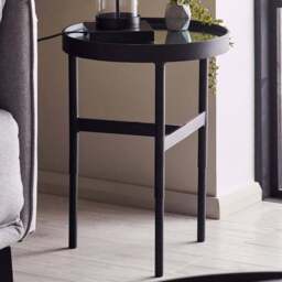 Julian Bowen Franki Mirror Glass Lamp Table - Size: 51.5 x 39 x 39cm - Black - Wilko - thumbnail 1