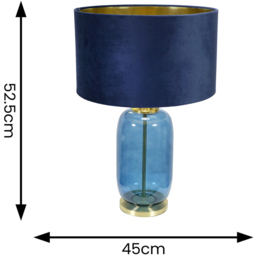ValueLight Leigh Navy Velvet and Gold Inner Shade Navy Blue and Gold Glass LED Table Lamp - Size: 52.5 x 45 x 45cm - ValueLights - Wilko - thumbnail 5