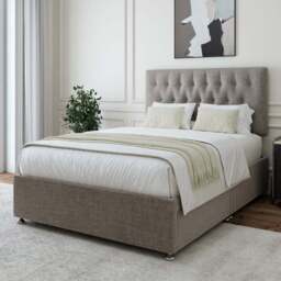 Bedmaster Small Double Slate Linen 2 Drawer Divan Base with Lona Headboard - Grey - Wilko