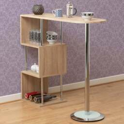 Seconique Charisma Chrome Light Sonoma Oak Home Bar Table - Brown - Wilko - thumbnail 1