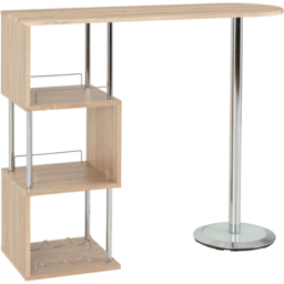 Seconique Charisma Chrome Light Sonoma Oak Home Bar Table - Brown - Wilko - thumbnail 4