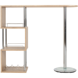Seconique Charisma Chrome Light Sonoma Oak Home Bar Table - Brown - Wilko - thumbnail 5