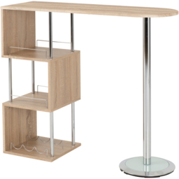 Seconique Charisma Chrome Light Sonoma Oak Home Bar Table - Brown - Wilko - thumbnail 3