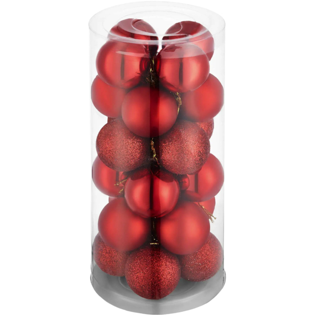 tectake Red Shatterproof Christmas Baubles 24 Pack - Size: 4 x 4 x 4cm - Wilko - image 1