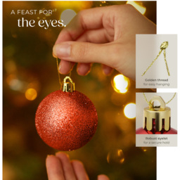 tectake Red Shatterproof Christmas Baubles 24 Pack - Size: 4 x 4 x 4cm - Wilko - thumbnail 4