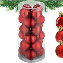 tectake Red Shatterproof Christmas Baubles 24 Pack - Size: 4 x 4 x 4cm - Wilko - thumbnail 3