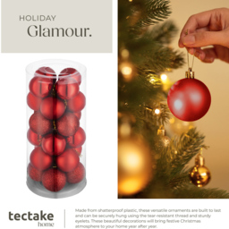 tectake Red Shatterproof Christmas Baubles 24 Pack - Size: 4 x 4 x 4cm - Wilko - thumbnail 5
