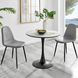 Furniturebox Elissa Solara Marble Effect 2 Seater Round Dining Set White Grey and Black - Wilko - thumbnail 1
