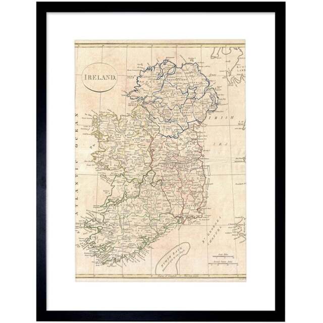 Wee Blue Coo Vintage 1799 Clement Cruttwell Map Ireland Framed Wall Art Print 30 x 41cm - Size: 43.3 x 33.3 x 1.5cm - Cream - Wilko - image 1
