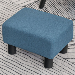 HOMCOM Small Blue Linen Fabric Footstool - Size: 17 x 33 x 43cm - Wilko