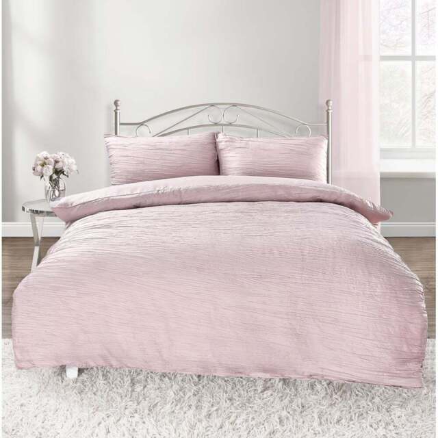 Velosso Calais Single Pink Crinkle Duvet Set - Wilko - image 1