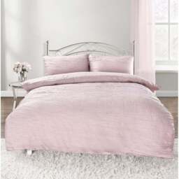 Velosso Calais Single Pink Crinkle Duvet Set - Wilko