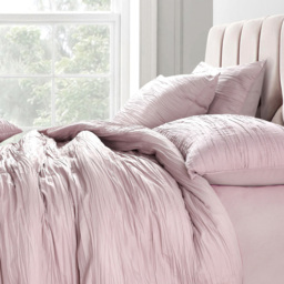 Velosso Calais Single Pink Crinkle Duvet Set - Wilko - thumbnail 3