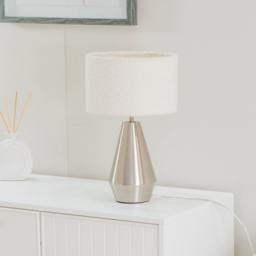 ValueLights Jax Cream Boucle Shade Brushed Chrome Touch LED Table Lamp - Size: 41 x 25 x 25cm - Silver - Wilko - thumbnail 6