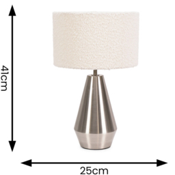 ValueLights Jax Cream Boucle Shade Brushed Chrome Touch LED Table Lamp - Size: 41 x 25 x 25cm - Silver - Wilko - thumbnail 7