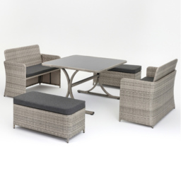 Home Detail Trinity PE Rattan 8 Seater Dining Set with Benches Dark Grey - Size: 6 Seater - Wilko - thumbnail 3