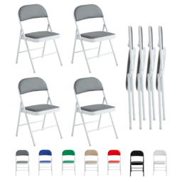 Set of 4 Grey Padded Folding Metal Dining Chairs - MCC - Wilko - thumbnail 3
