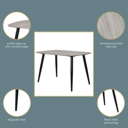 Core Products Aspen 4 Seater Rectangular Dining Table Grey Oak - Wilko - thumbnail 4