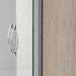 Seconique Nevada 2 Door Single Drawer Grey Gloss and Light Oak Effect Mirror Wardrobe - Size: 2 Door, Single Drawer - Wilko - thumbnail 6