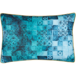 Paoletti Majorelle Blue Leopard Piped Polyester Filled Outdoor Cushion 40 x 60cm - Wilko - thumbnail 3