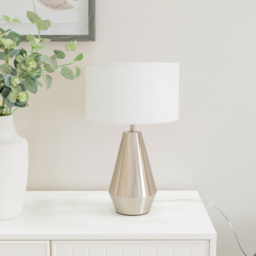 ValueLights Jax White Shade Brushed Chrome Touch LED Table Lamp - Size: 41 x 25 x 25cm - Silver - Wilko - thumbnail 6