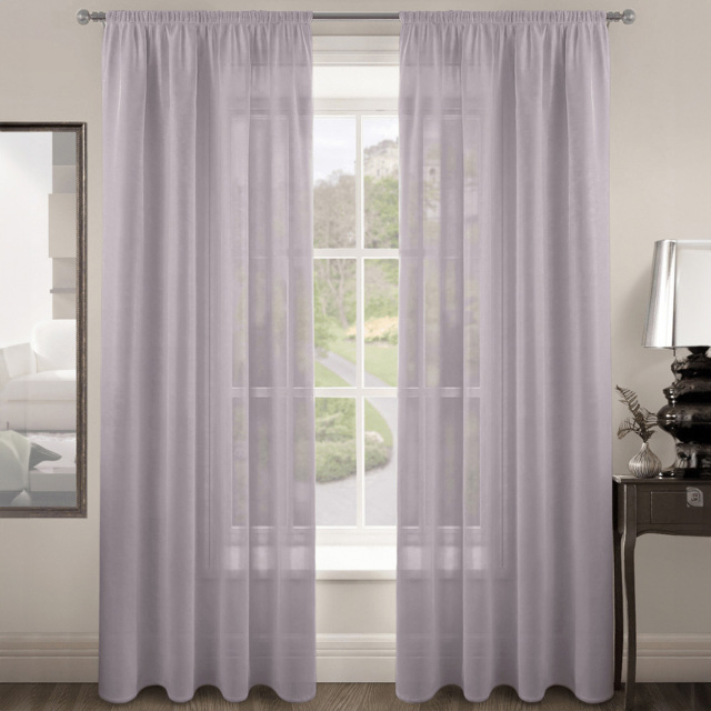 Velosso Riva Plain Mauve Slot Top Voile Panel Curtain 150 x 137cm - Size: w 150 x D 137cm - Purple - Wilko - image 1