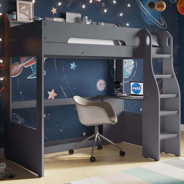 Flair Cosmic Grey Wooden High Sleeper - Size: Single - Wilko - image 1