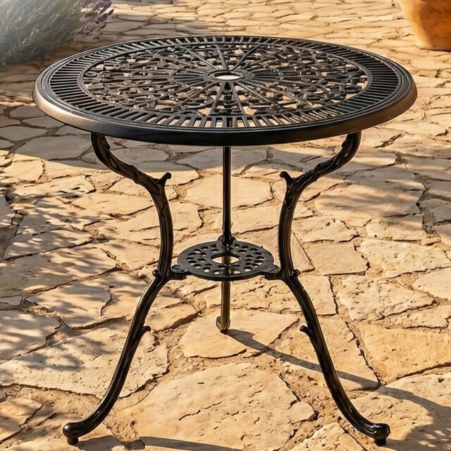 Centurion Tabreez 2 Seater Black Round Garden Bistro Table with Parasol Hole - Wilko - image 1