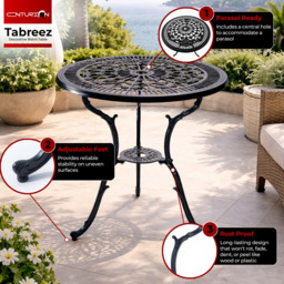 Centurion Tabreez 2 Seater Black Round Garden Bistro Table with Parasol Hole - Wilko - thumbnail 5
