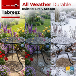 Centurion Tabreez 2 Seater Black Round Garden Bistro Table with Parasol Hole - Wilko - thumbnail 6