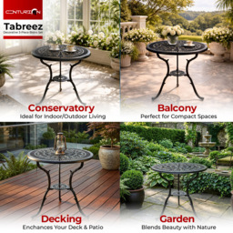 Centurion Tabreez 2 Seater Black Round Garden Bistro Table with Parasol Hole - Wilko - thumbnail 4