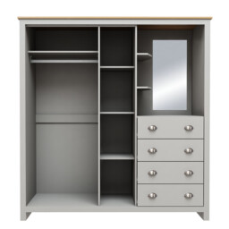 Lexington 3 Door 4 Drawer Grey Combination Wardrobe - Size: 3 Door, 4 Drawer - Wilko - thumbnail 5