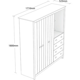 Lexington 3 Door 4 Drawer Grey Combination Wardrobe - Size: 3 Door, 4 Drawer - Wilko - thumbnail 6