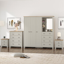 Lexington 3 Door 4 Drawer Grey Combination Wardrobe - Size: 3 Door, 4 Drawer - Wilko - thumbnail 2