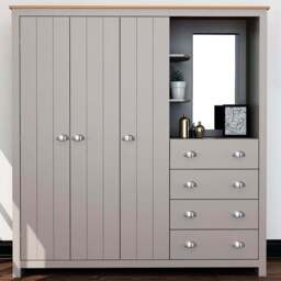 Lexington 3 Door 4 Drawer Grey Combination Wardrobe - Size: 3 Door, 4 Drawer - Wilko