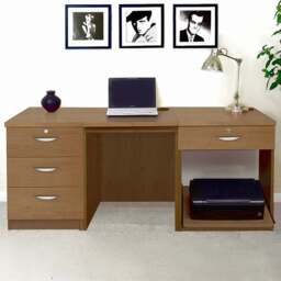 R White Cabinets 4 Drawer Dark Brown Set-11 Desk with Printer Shelf - Size: 72.8 x 167.9 x 54cm - Wilko - thumbnail 1